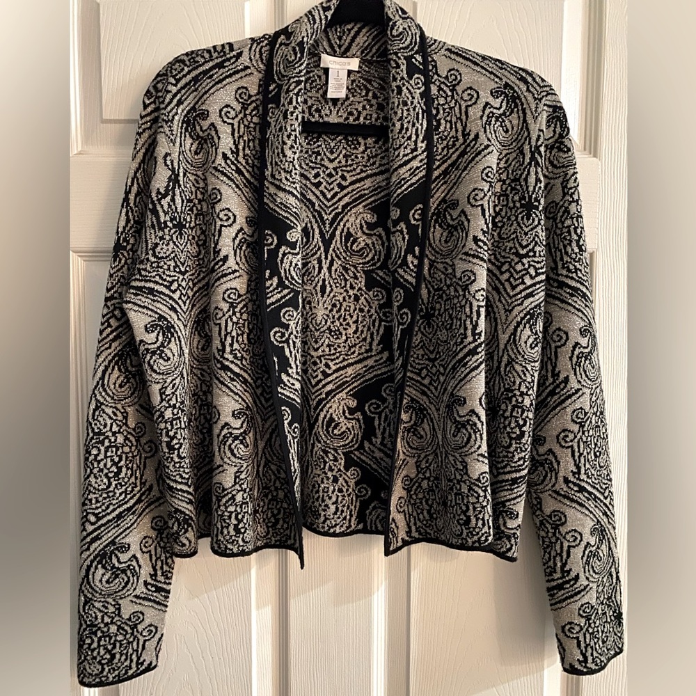 Chico’s Bolero sweater jacket with shawl collar